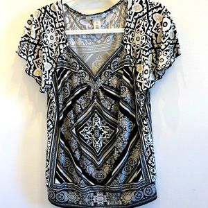 Black, gold and white top by WHBM
